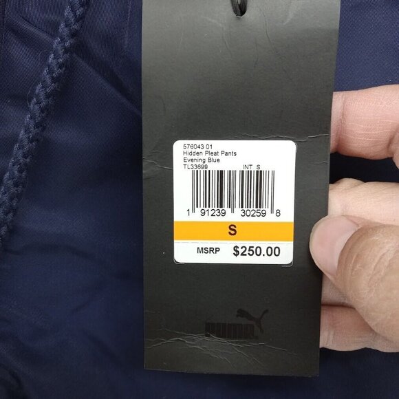 Puma x Fenty by Rihanna Pants Womens Size Small Blue Hidden Yellow Pleat Warmups - Picture 4 of 12